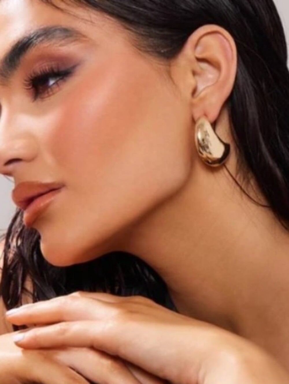 Pretty Little Thing Gold Curved Drop Earrings New With Tags
